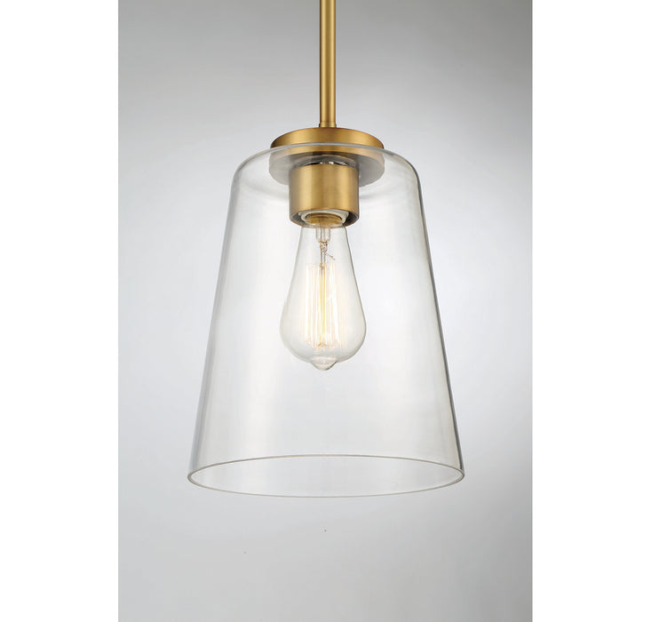 Savoy House 7-1027-1-322 One Light Mini-Pendant, Warm Brass