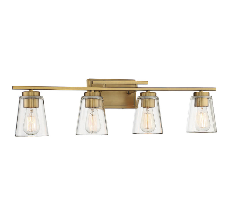 Savoy House 8-1020-4-322 Four Light Bath Bar, Warm Brass