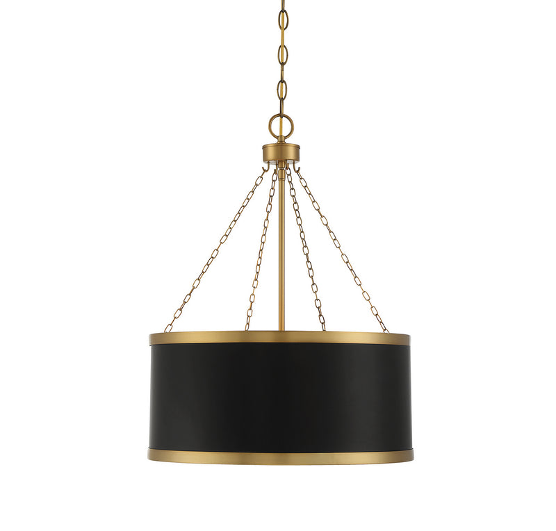 Savoy House 7-188-6-143 Six Light Pendant, Black with Warm Brass