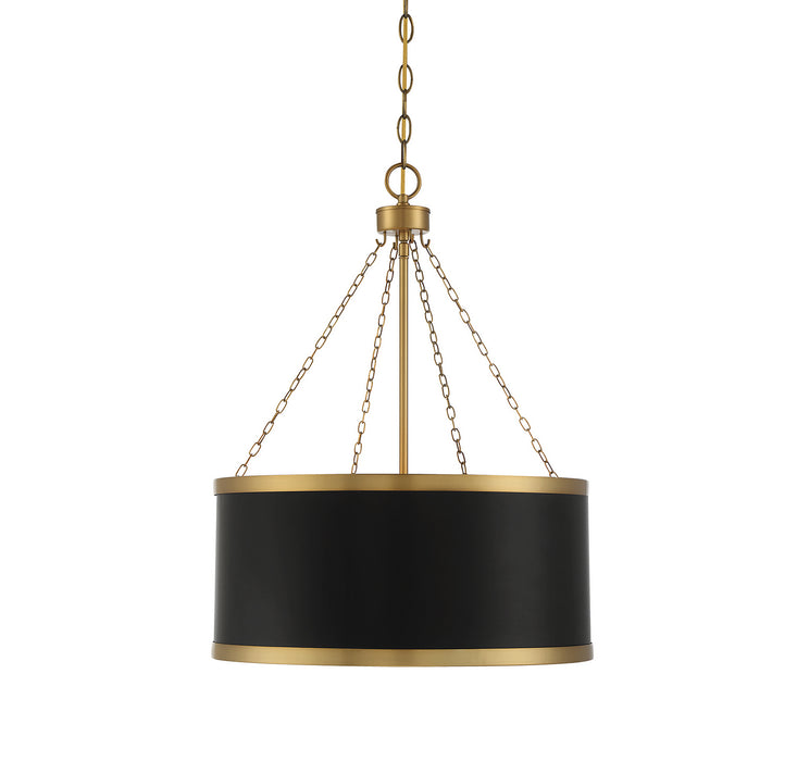 Savoy House 7-188-6-143 Six Light Pendant, Black with Warm Brass
