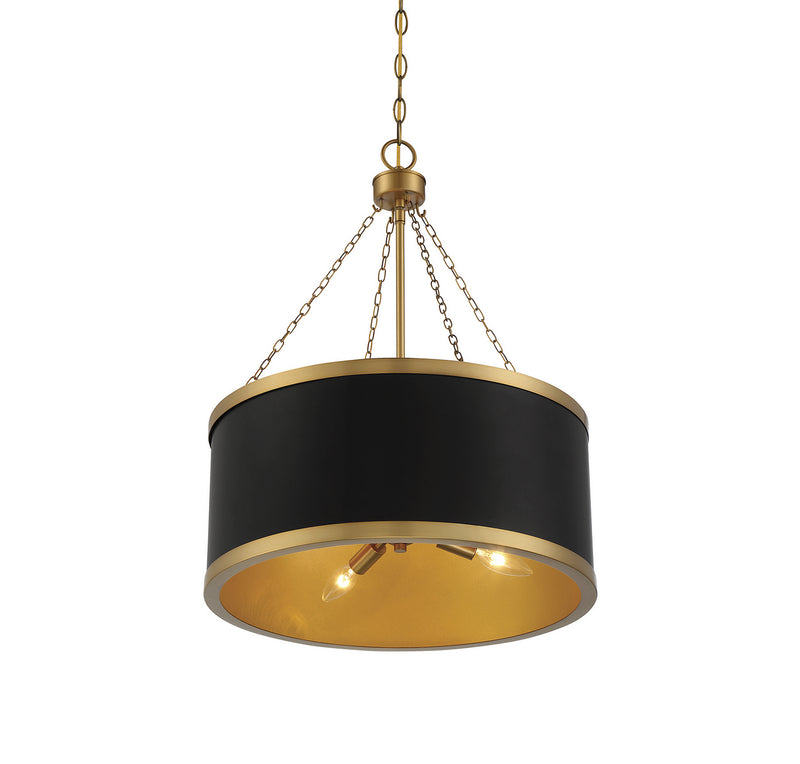 Savoy House 7-188-6-143 Six Light Pendant, Black with Warm Brass
