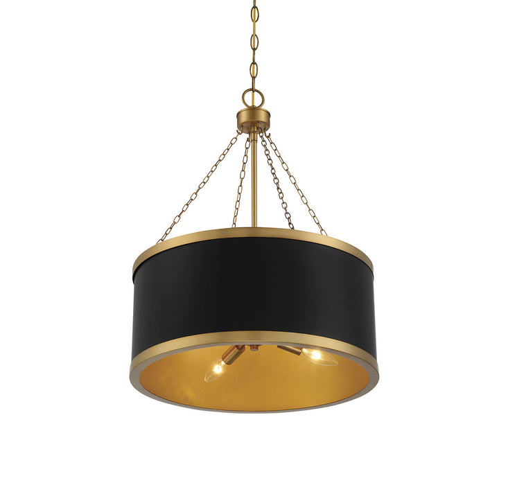 Savoy House 7-188-6-143 Six Light Pendant, Black with Warm Brass