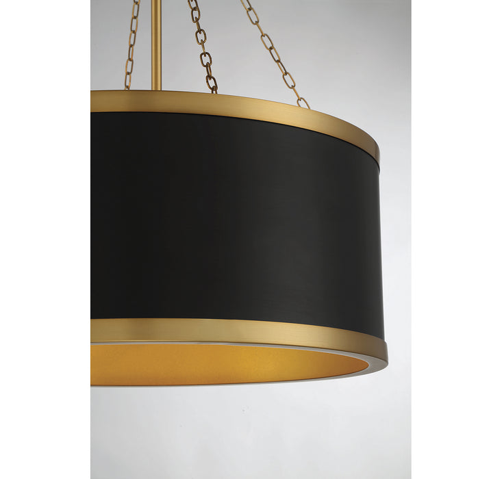 Savoy House 7-188-6-143 Six Light Pendant, Black with Warm Brass