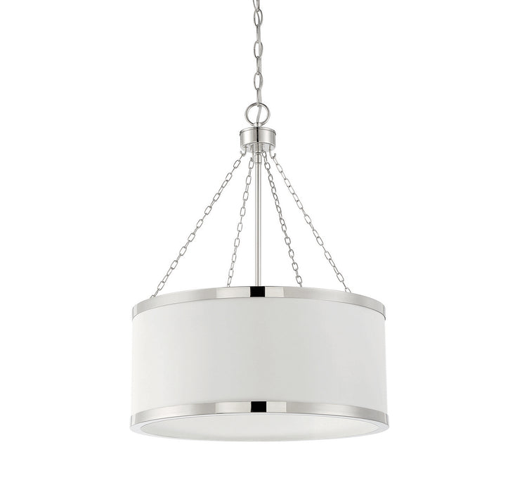 Savoy House 7-188-6-172 Six Light Pendant, White with Polished Nickel Acccents