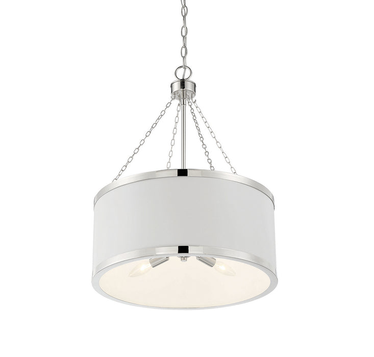 Savoy House 7-188-6-172 Six Light Pendant, White with Polished Nickel Acccents