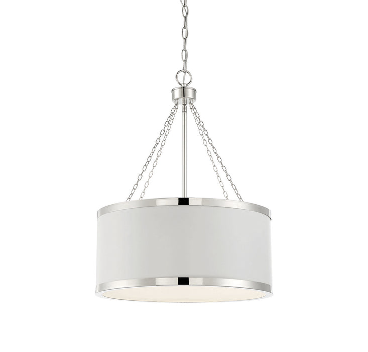 Savoy House 7-188-6-172 Six Light Pendant, White with Polished Nickel Acccents
