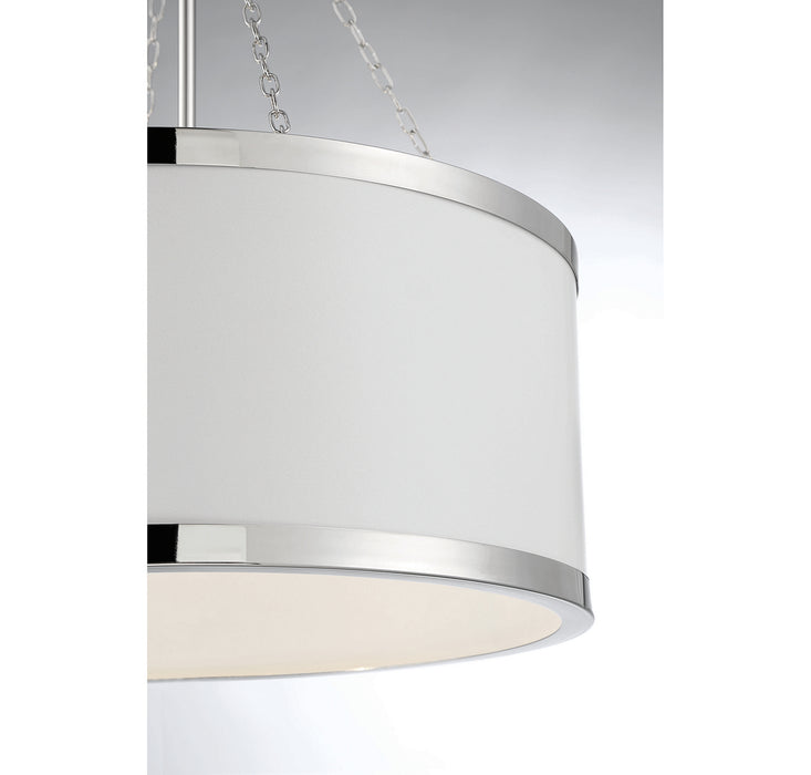 Savoy House 7-188-6-172 Six Light Pendant, White with Polished Nickel Acccents