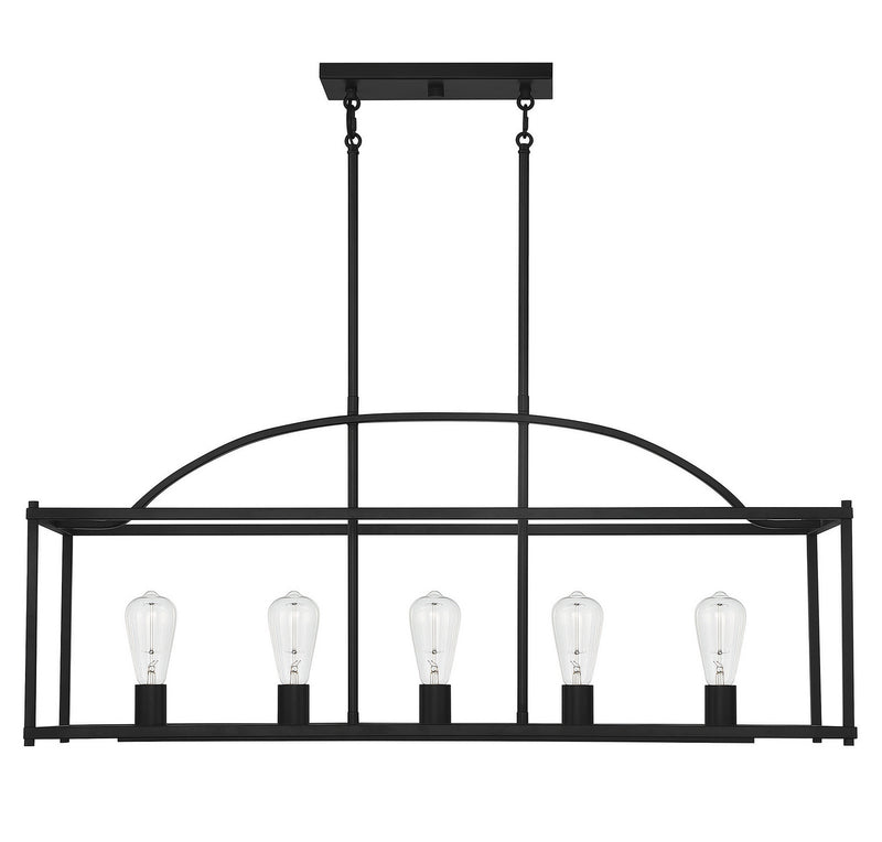 Savoy House 1-190-5-89 Five Light Linear Chandelier, Matte Black