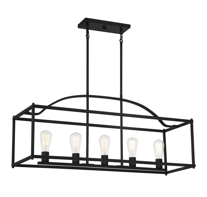 Savoy House 1-190-5-89 Five Light Linear Chandelier, Matte Black
