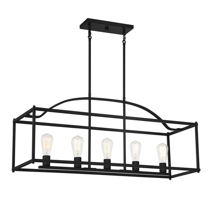 Savoy House 1-190-5-89 Five Light Linear Chandelier, Matte Black