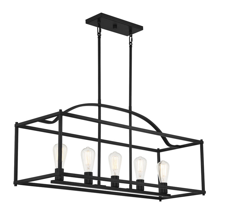 Savoy House 1-190-5-89 Five Light Linear Chandelier, Matte Black