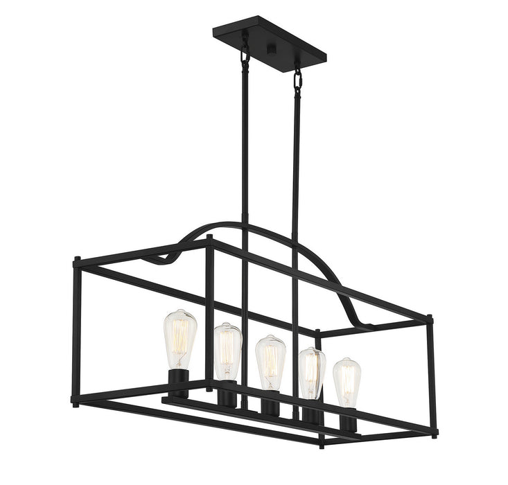 Savoy House 1-190-5-89 Five Light Linear Chandelier, Matte Black