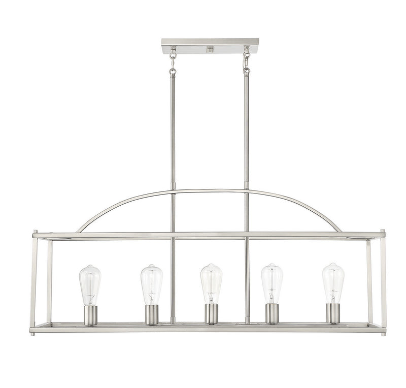 Savoy House 1-190-5-SN Five Light Linear Chandelier, Satin Nickel