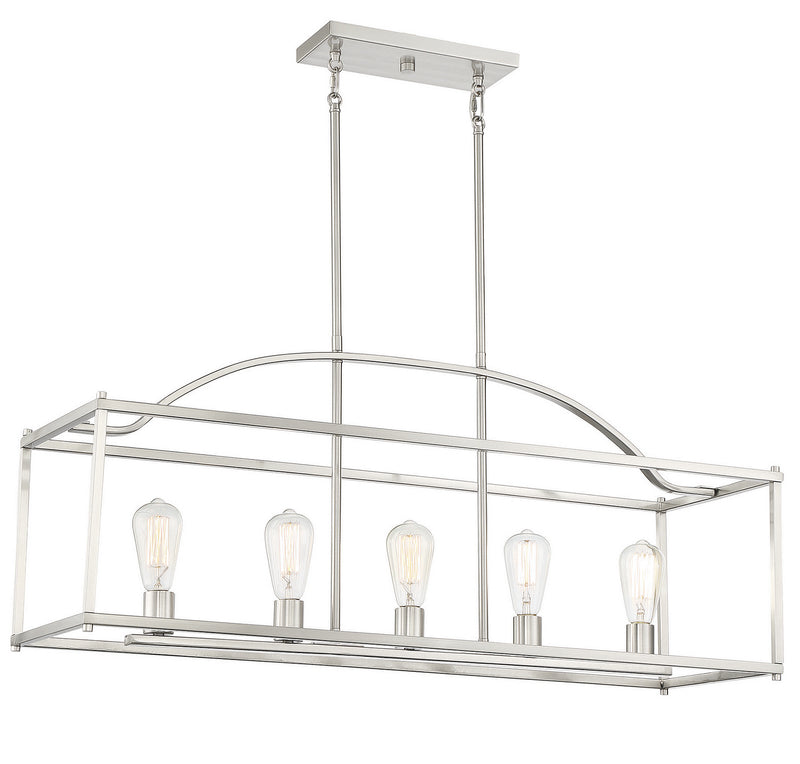 Savoy House 1-190-5-SN Five Light Linear Chandelier, Satin Nickel