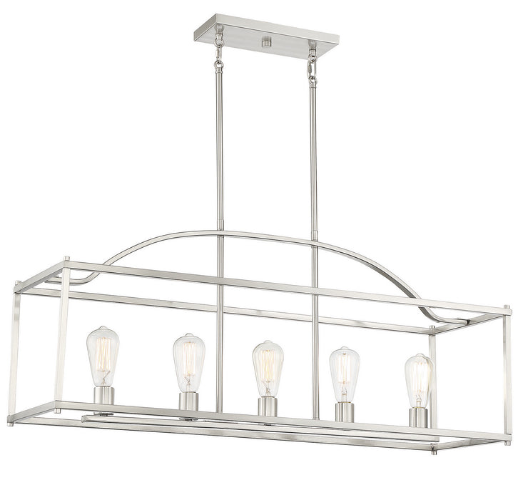 Savoy House 1-190-5-SN Five Light Linear Chandelier, Satin Nickel