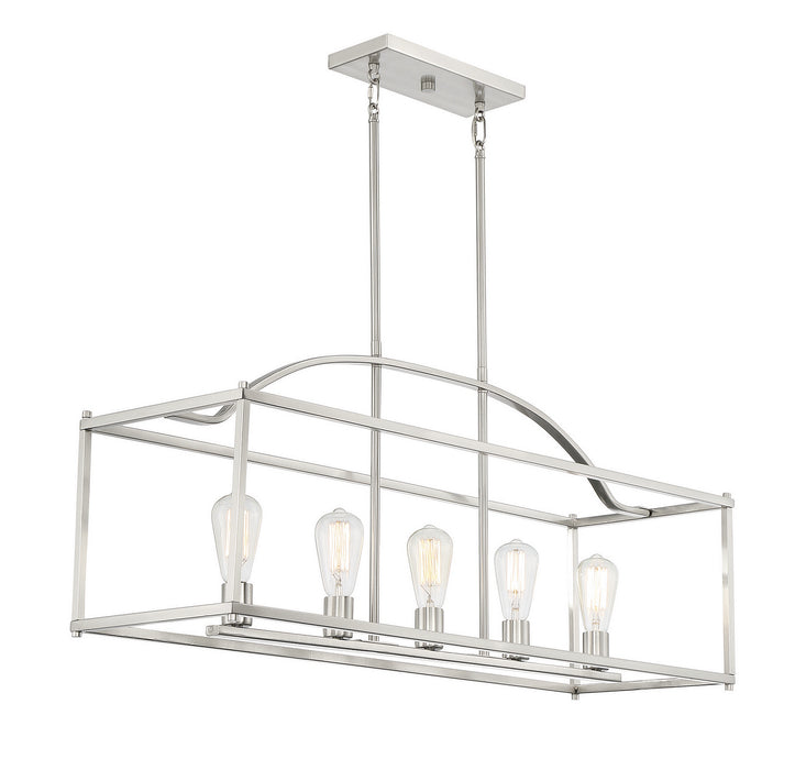 Savoy House 1-190-5-SN Five Light Linear Chandelier, Satin Nickel