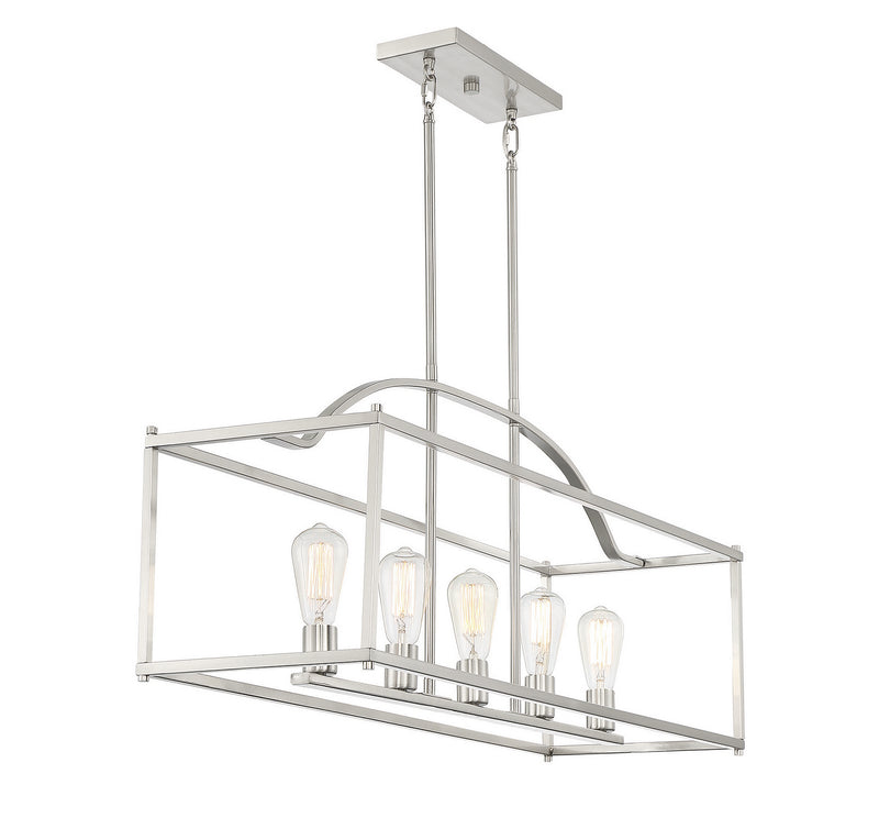 Savoy House 1-190-5-SN Five Light Linear Chandelier, Satin Nickel
