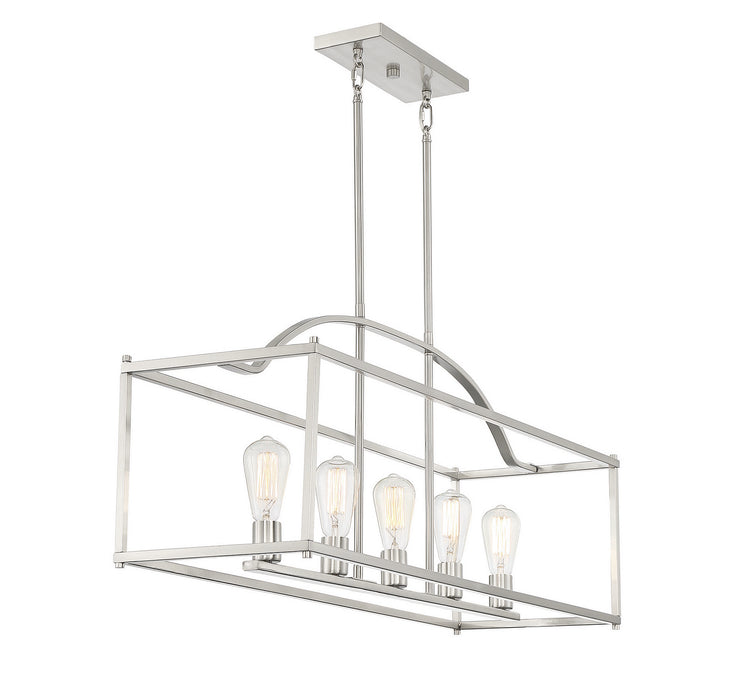 Savoy House 1-190-5-SN Five Light Linear Chandelier, Satin Nickel
