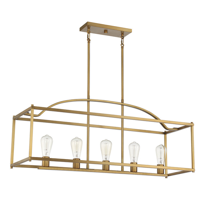 Savoy House 1-190-5-322 Five Light Linear Chandelier, Warm Brass