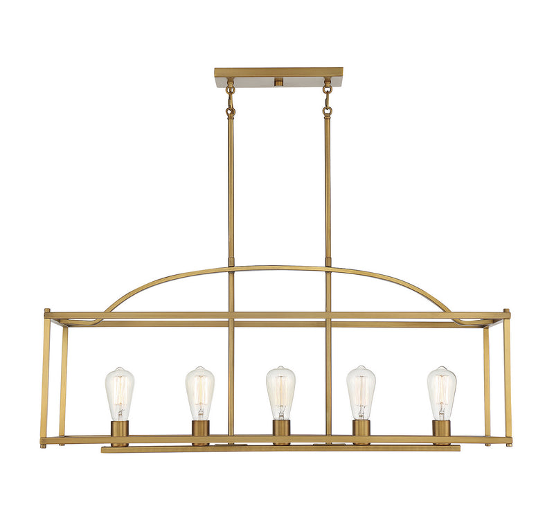 Savoy House 1-190-5-322 Five Light Linear Chandelier, Warm Brass