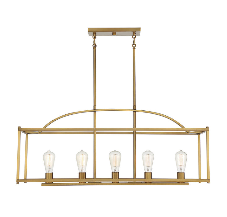 Savoy House 1-190-5-322 Five Light Linear Chandelier, Warm Brass