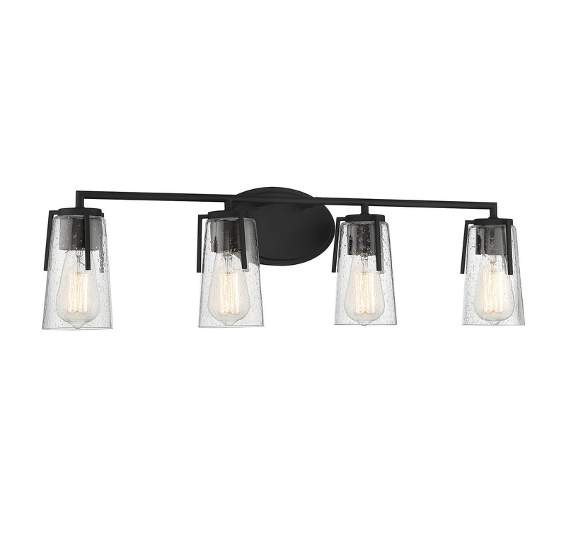Savoy House 8-7045-4-BK Four Light Bath Bar, Black