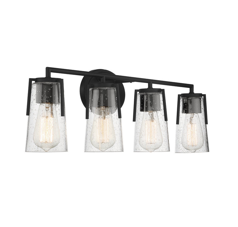 Savoy House 8-7045-4-BK Four Light Bath Bar, Black