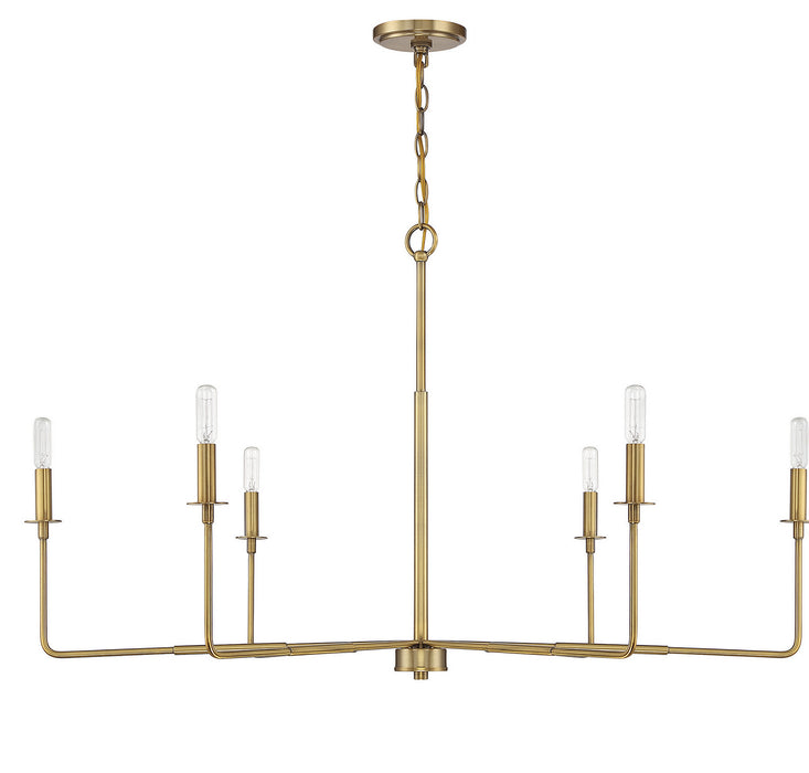 Savoy House 1-2221-6-322 Six Light Chandelier, Warm Brass