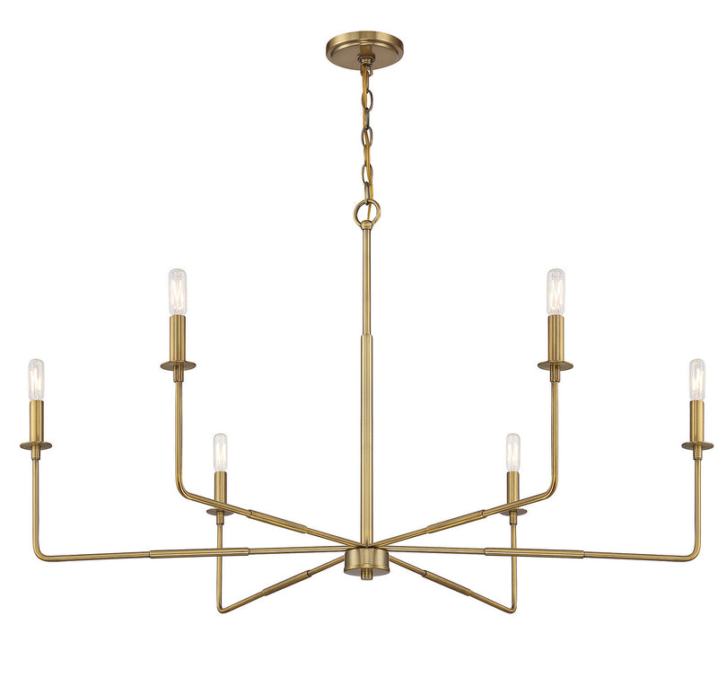 Savoy House 1-2221-6-322 Six Light Chandelier, Warm Brass