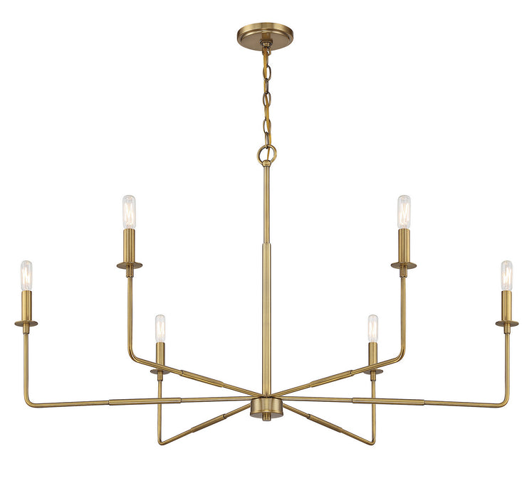 Savoy House 1-2221-6-322 Six Light Chandelier, Warm Brass