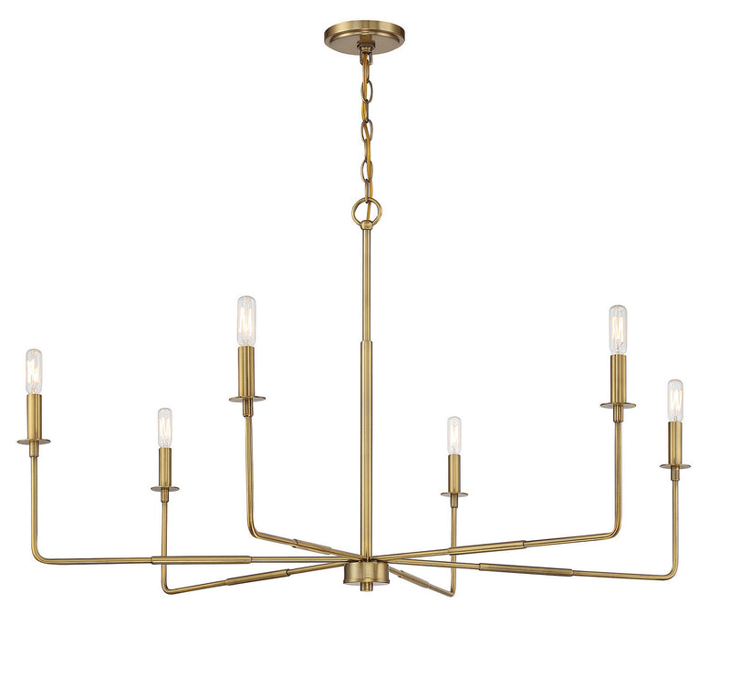 Savoy House 1-2221-6-322 Six Light Chandelier, Warm Brass