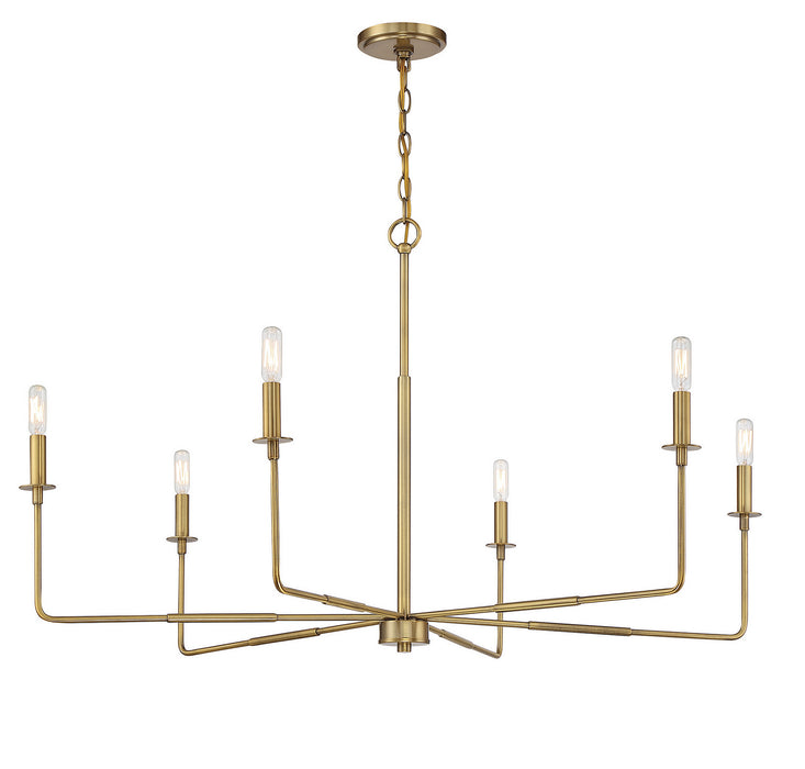 Savoy House 1-2221-6-322 Six Light Chandelier, Warm Brass