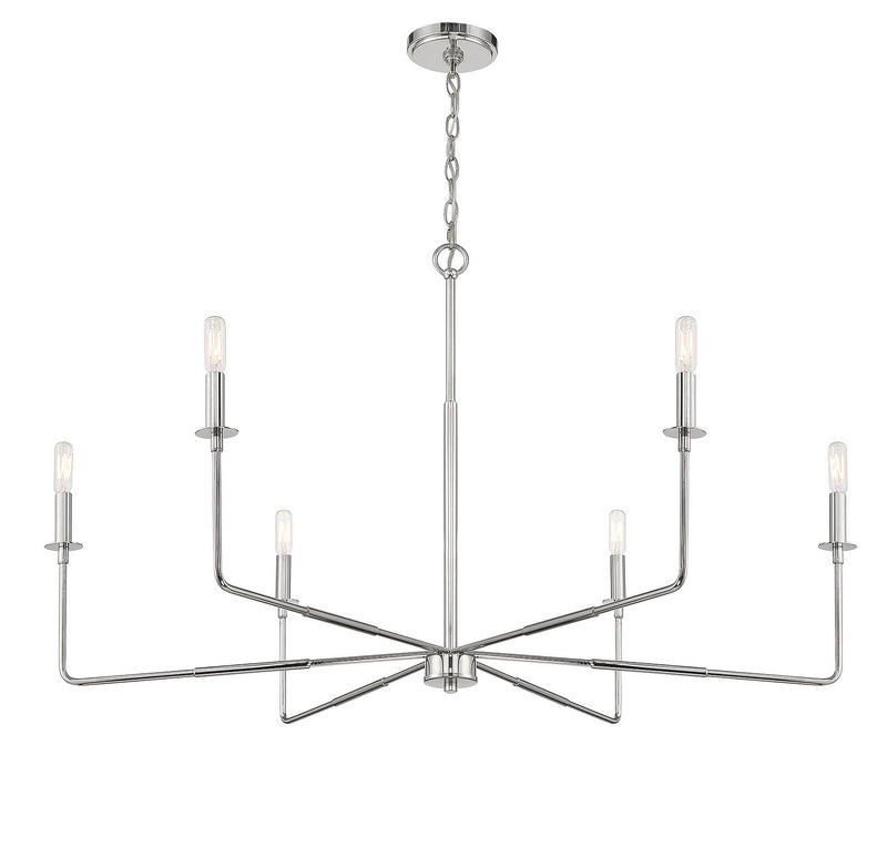 Savoy House 1-2221-6-109 Six Light Chandelier, Polished Nickel