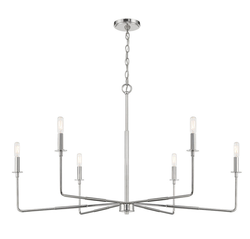 Savoy House 1-2221-6-109 Six Light Chandelier, Polished Nickel