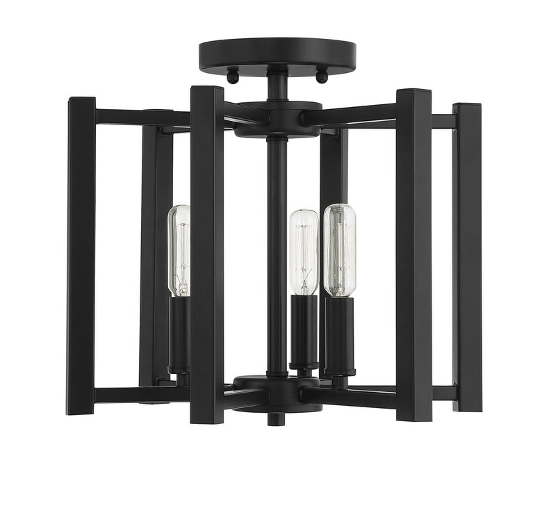 Savoy House 6-7702-3-89 Three Light Semi-Flush Mount, Matte Black