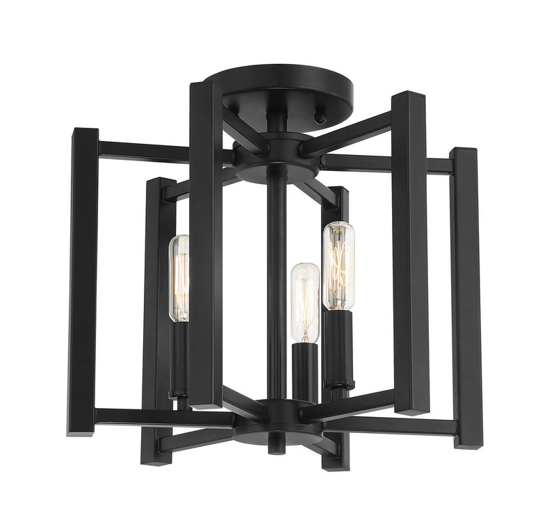 Savoy House 6-7702-3-89 Three Light Semi-Flush Mount, Matte Black