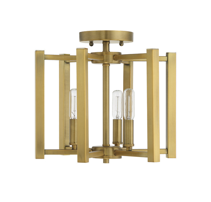 Savoy House 6-7702-3-322 Three Light Semi-Flush Mount, Warm Brass