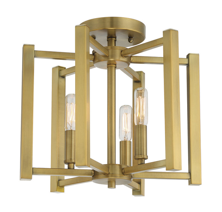 Savoy House 6-7702-3-322 Three Light Semi-Flush Mount, Warm Brass