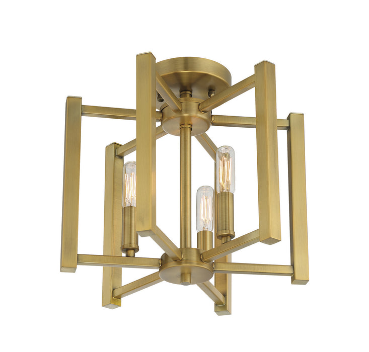 Savoy House 6-7702-3-322 Three Light Semi-Flush Mount, Warm Brass
