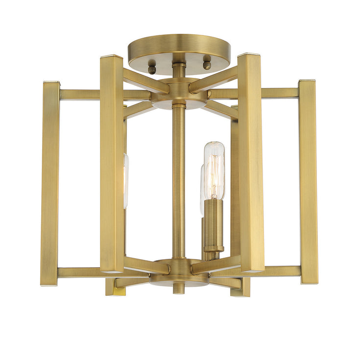 Savoy House 6-7702-3-322 Three Light Semi-Flush Mount, Warm Brass