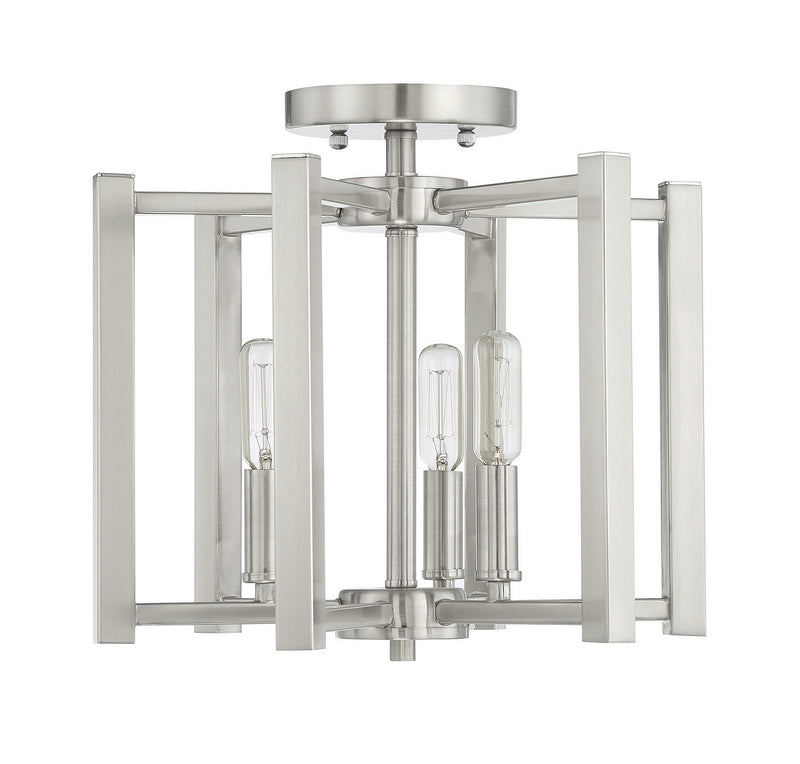 Savoy House 6-7702-3-SN Three Light Semi-Flush Mount, Satin Nickel