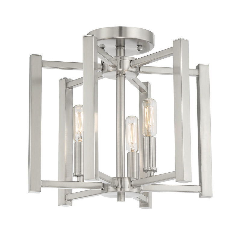 Savoy House 6-7702-3-SN Three Light Semi-Flush Mount, Satin Nickel