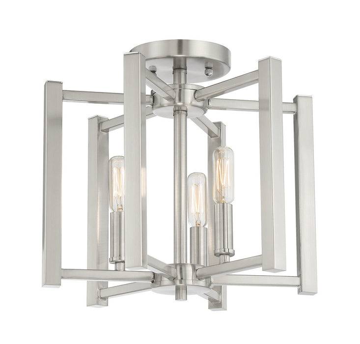 Savoy House 6-7702-3-SN Three Light Semi-Flush Mount, Satin Nickel