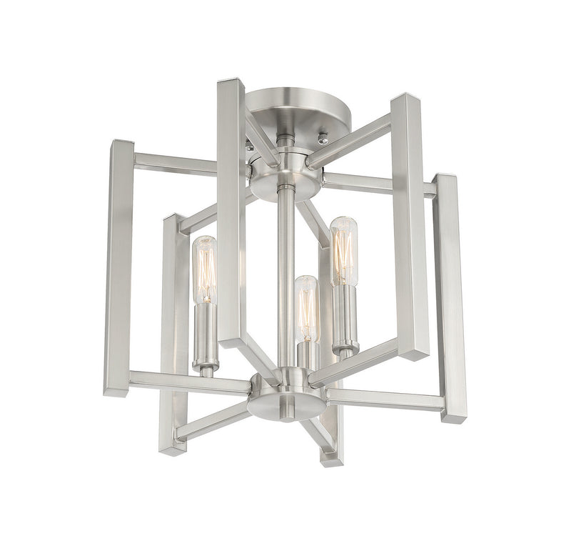 Savoy House 6-7702-3-SN Three Light Semi-Flush Mount, Satin Nickel