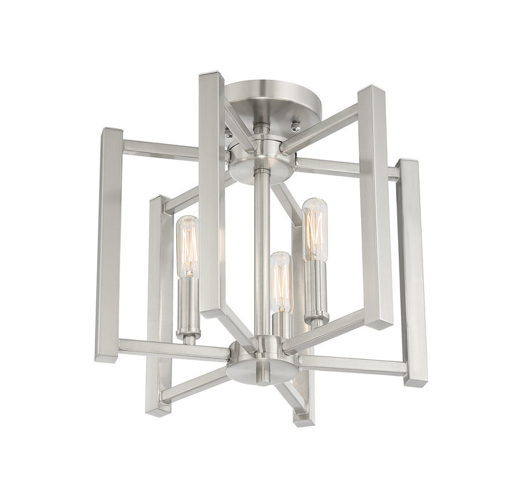 Savoy House 6-7702-3-SN Three Light Semi-Flush Mount, Satin Nickel
