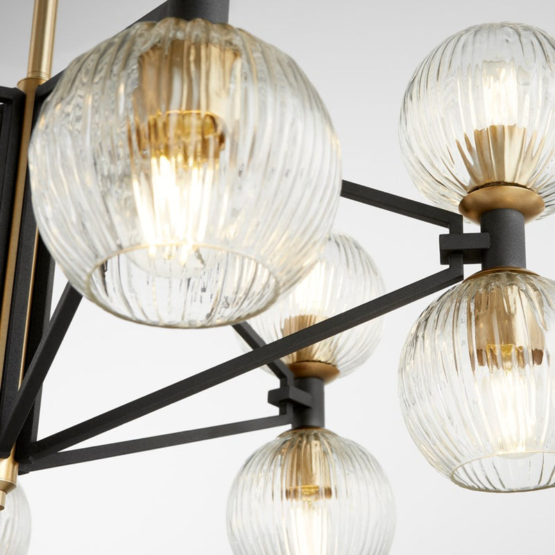 Cyan 10966 12 Light Chandelier, Noir / Aged Brass