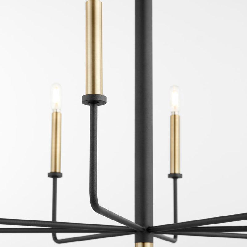 Cyan 10967 Eight Light Chandelier, Noir / Aged Brass