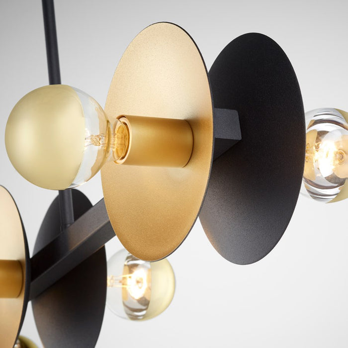 Cyan 10979 Six Light Island Pendant, Noir And Gold Leaf