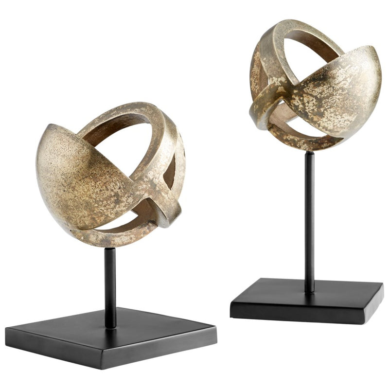 Cyan 11011 Sculpture, Antique Brass And Black