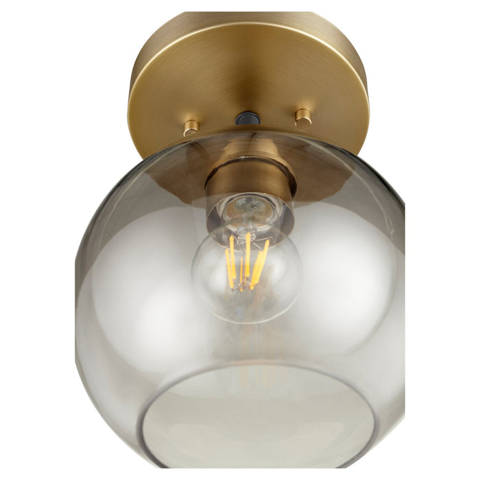 Quorum 372-1-6980 One Light Ceiling Mount, Textured Black w/ Aged Brass